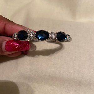 Judith Ripka Sterling Silver 3 Stone Blue Hematite Doublet Bracelet
